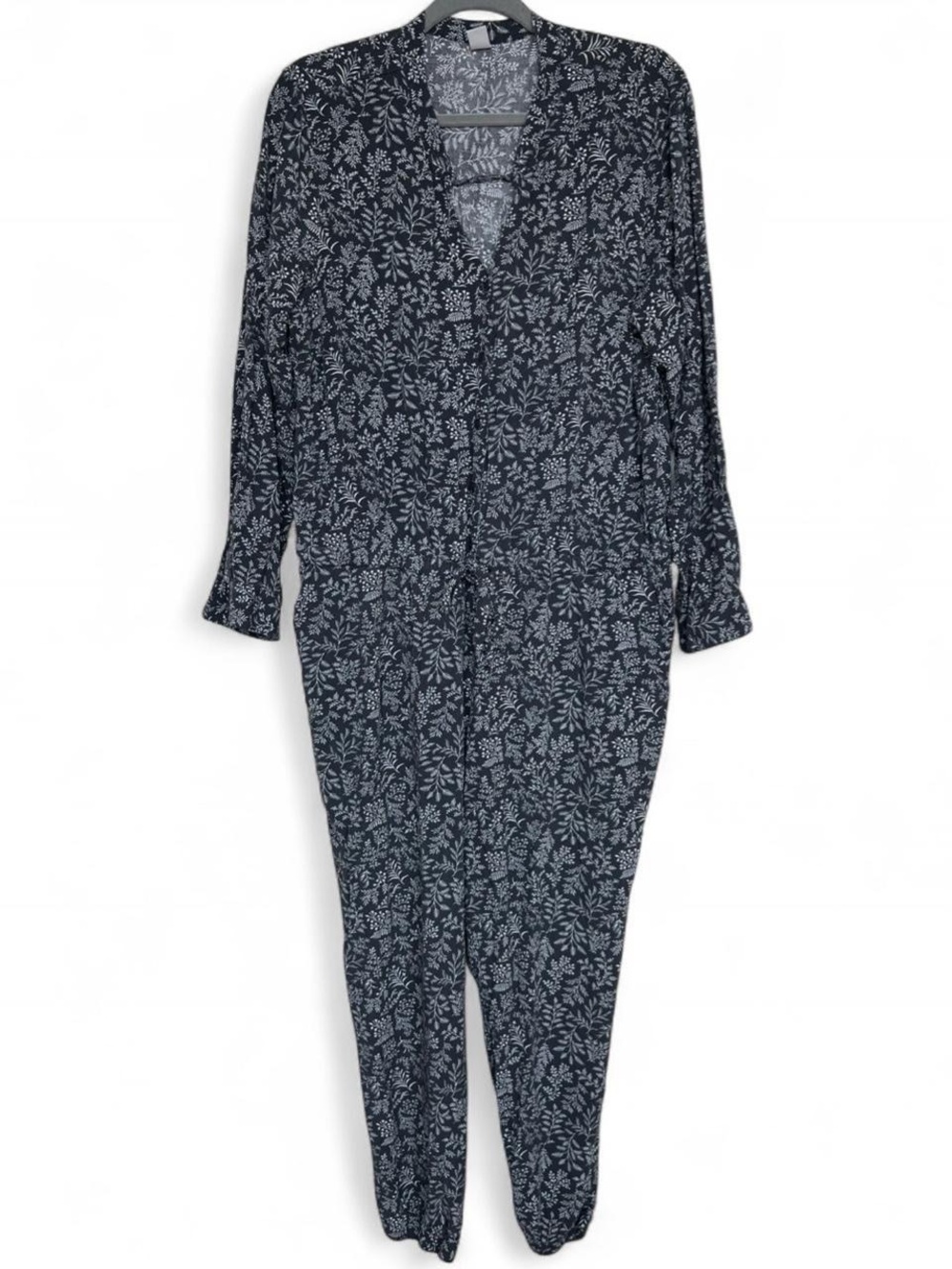 Old Navy Navy Floral Button-Front Jumpsuit